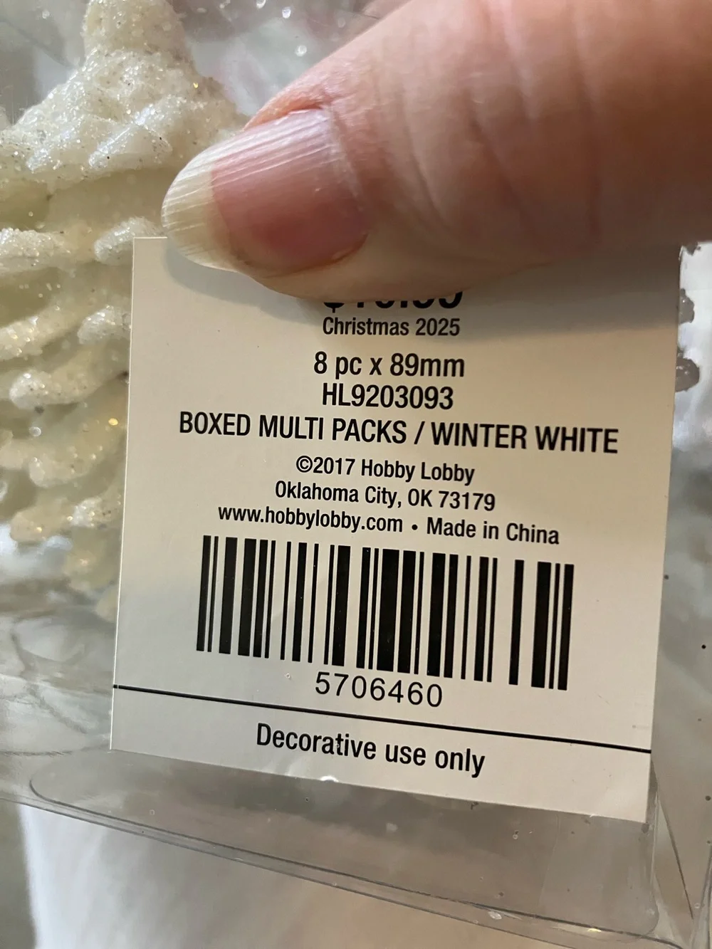 Hobby Lobby Winter White Glitter Pinecone Ornaments (Set)
